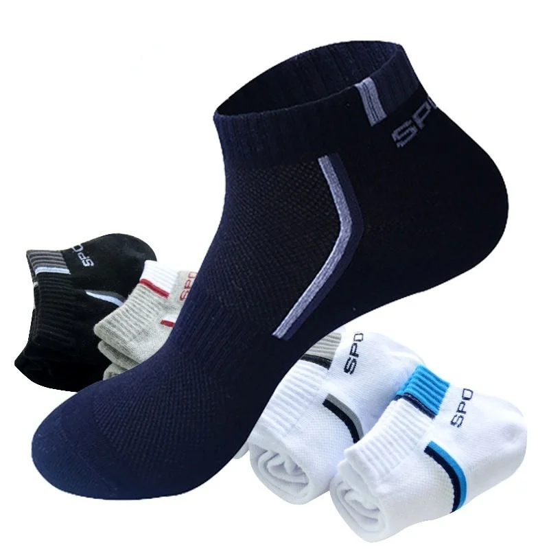 Men Socks Mesh Breathable Short Casual Socks Color-block Sports Socks Summer Cotton Sports Socks Absorb Sweat Ankle Socks