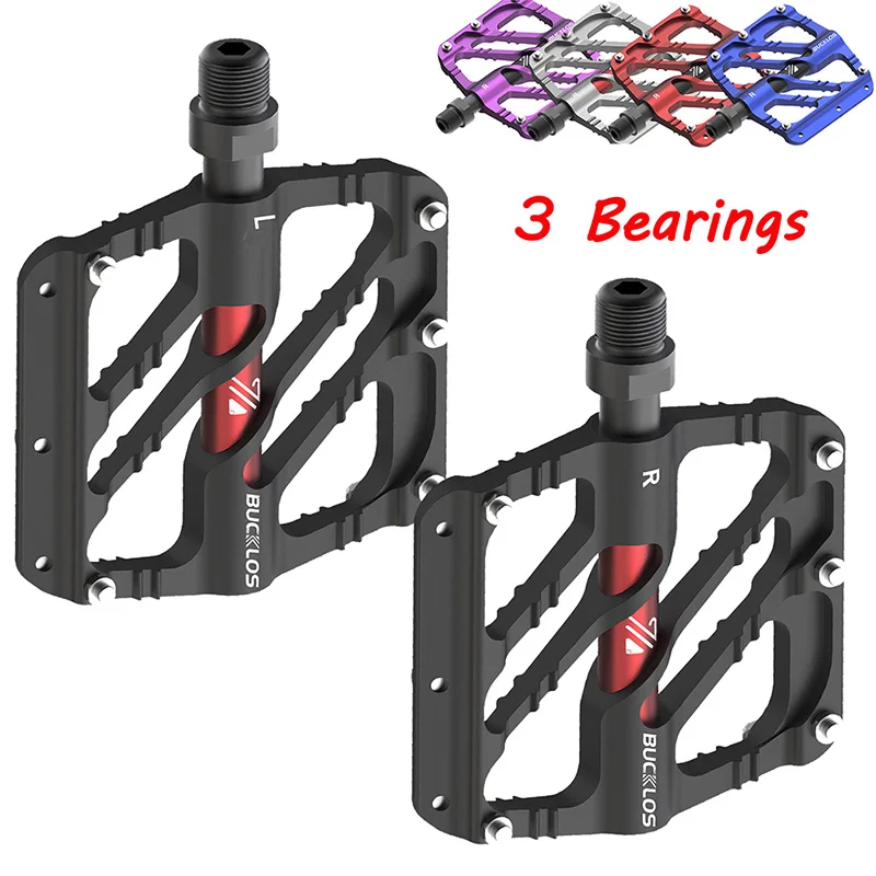 

BUCKLOS 3 Bearing Bicycle Pedals Aluminum Alloy MTB Pedal 9/16''CNC Flat Platform Mountain Road Bike Pedals