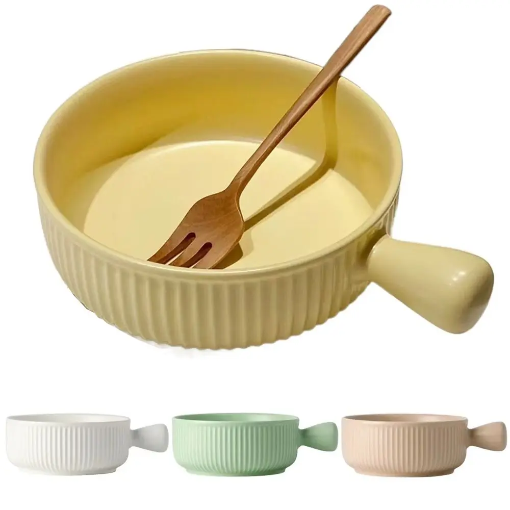 

Handle Ceramic Baking Bowl Heat-resistant Stackable Large Ramekin Bowls Anti-scald Non-Stick Porcelain Serving Crocks Pot Pies