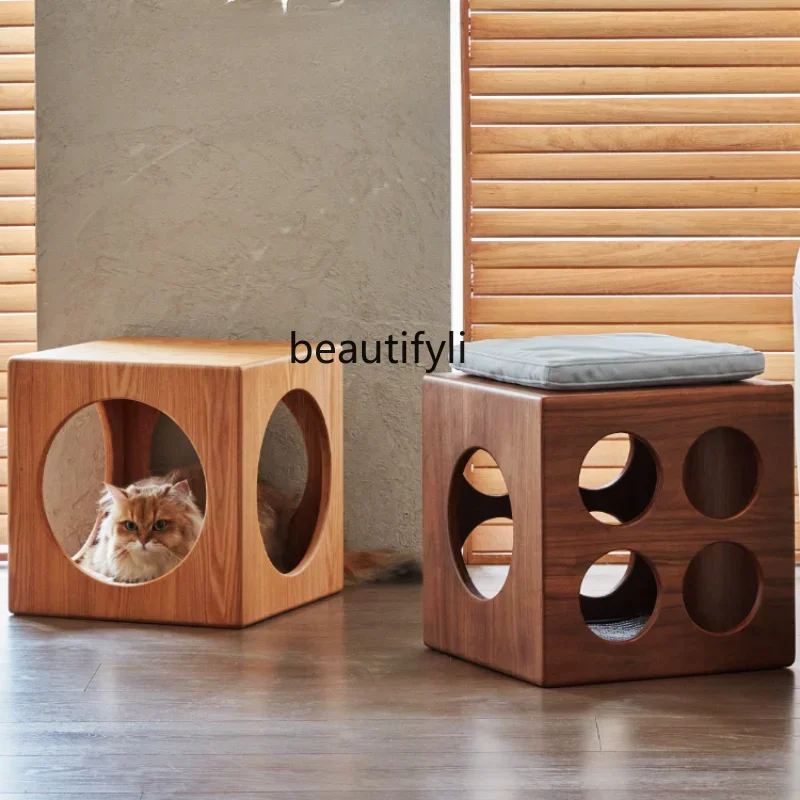 

Cat Coffee Table Solid Wood Four Seasons Universal Cat Furniture Cat Stool Bedside Table