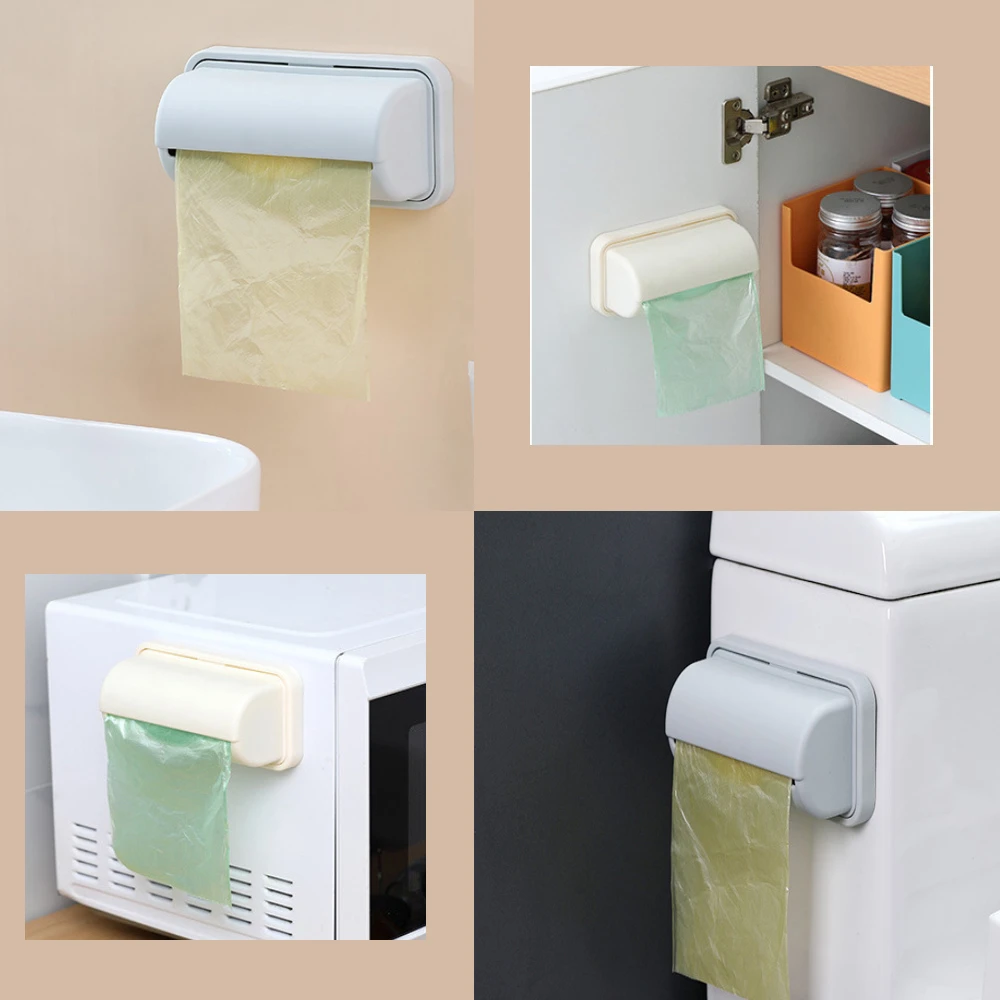 Gray Beige Color Household Trash Bags Storage Box Wall-Mounted Versatile for Kitchen Bathroom Bedroom Storage Tool