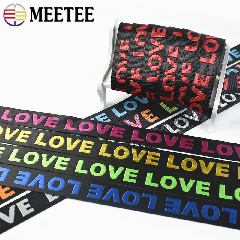 

4-10Yards 25/38mm LOVE Jacquard Webbing Straps Decoration Ribbons Band Shoulder Bag Strap Belt Sling Bias DIY Sewing Accessories