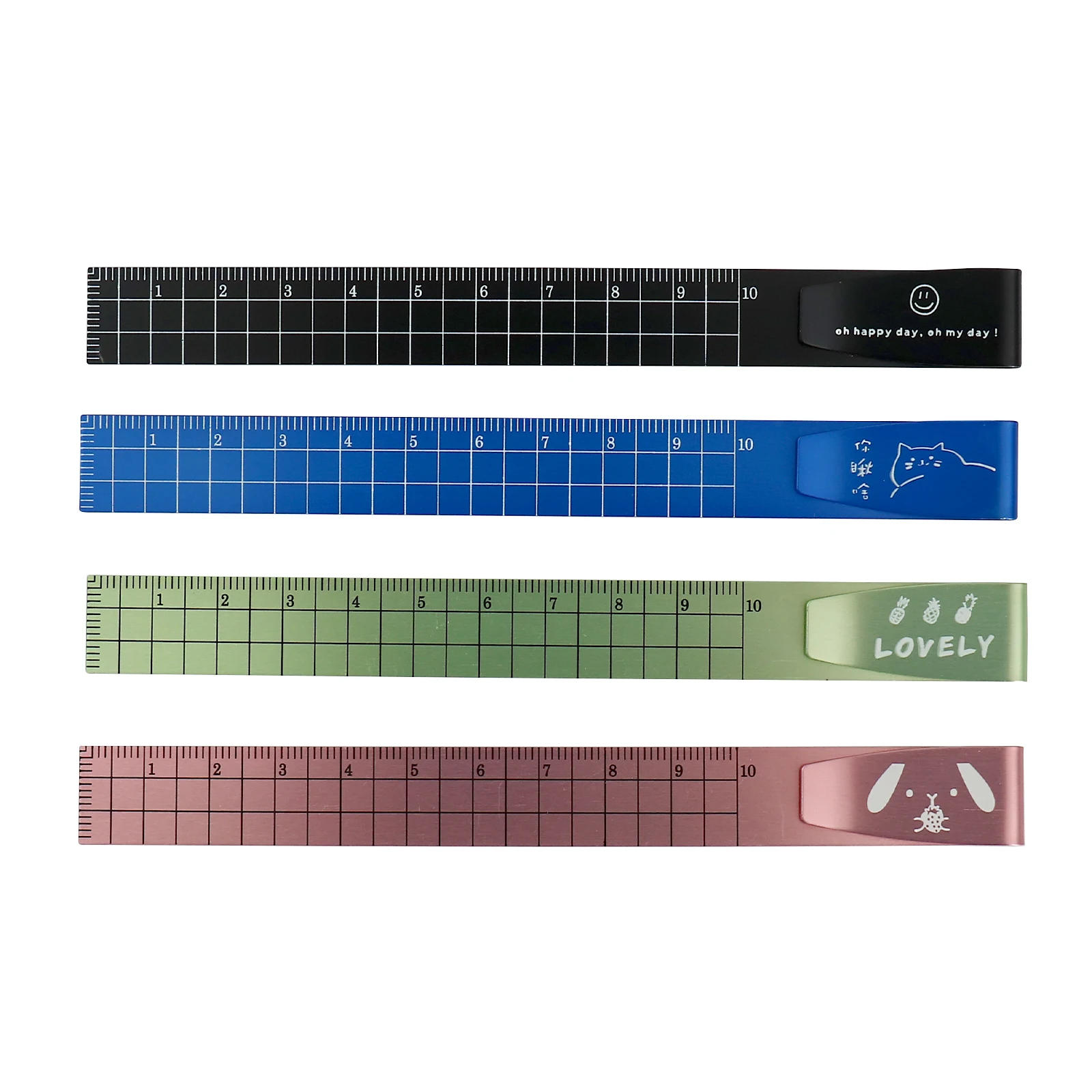 

2Pcs Straight Ruler 10cm Metric Bookmark Clip Ruler Metal Aluminum Scale on Both Sides Measuring Scale Tool for Measure Study