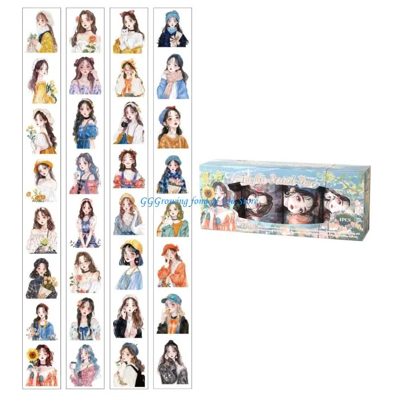 H9EB 4 قطع تسجيلات يومية قابلة لإعادة التدوير لا تتطلب مقصًا بكرات ملصقات زخرفية