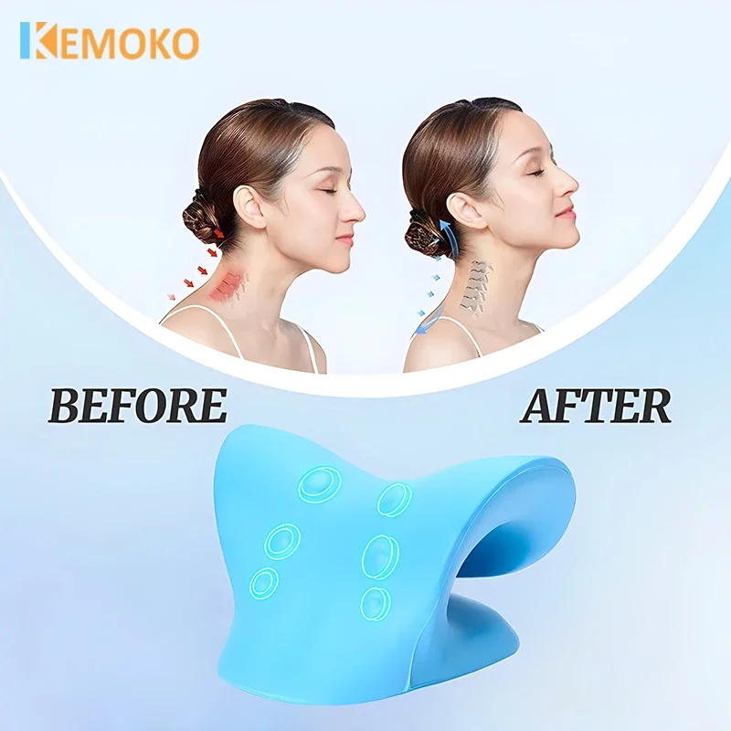 KM Cervical Spine Stretch Neck and Shoulder Relaxer Corrector Cervical Muscle Traction Shoulder Massage Pillow Spine Correction