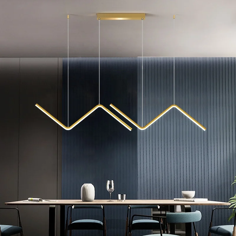 

Modern Minimalism Line LED Pendant Light Living Room Bedroom Kitchen Bar Counter Indoor Home Decor Wavy Hanging Light Lustre