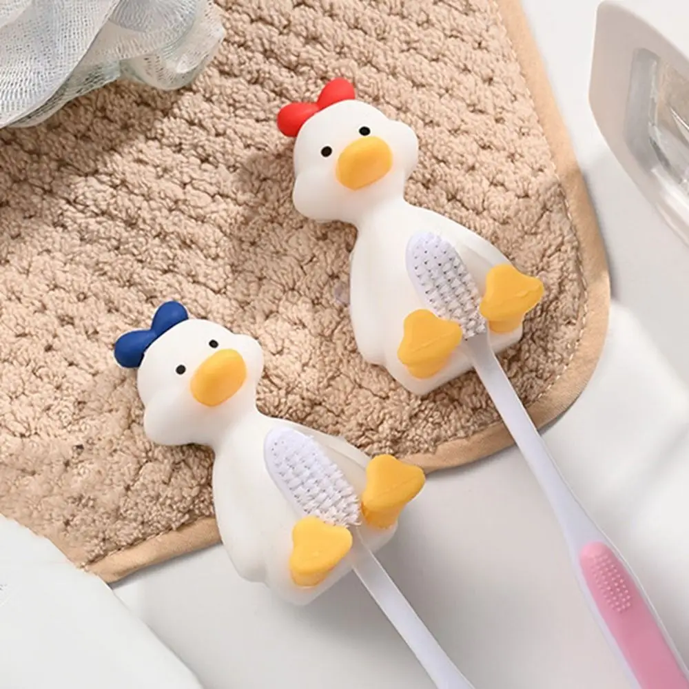 Silicone Duck Toothbrush Holder Perforation Free Three Dimensional Wall Mounted Toothbrush Holder Save Space