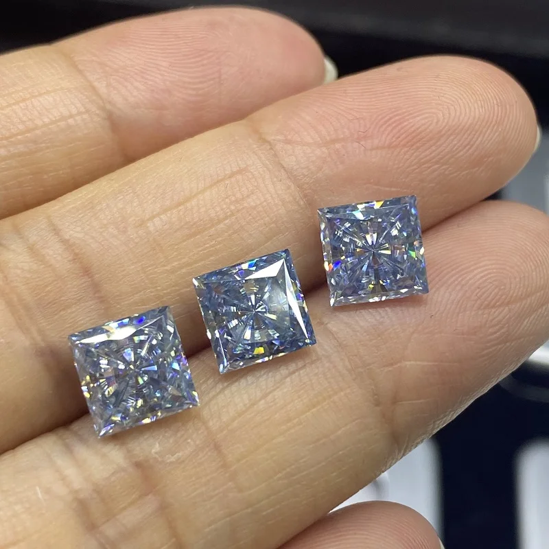 

Pirmiana Blue Color Princess Square Shape Moissanite Diamond Stone For DIY Jewelry Design