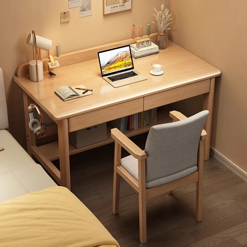Solid wood desk with drawers Simple office Study table Student home writing table Junior high school student bedroom computer de