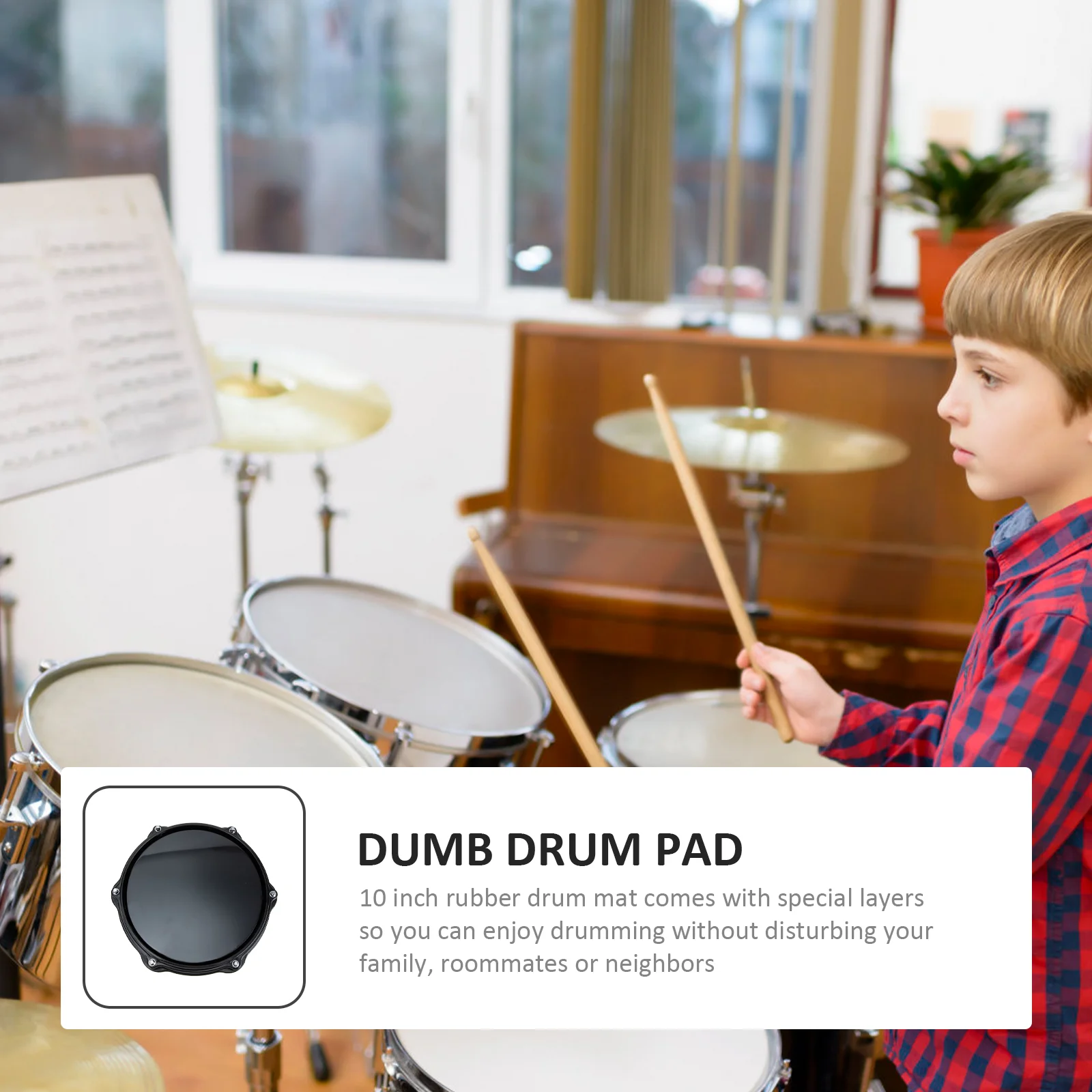 Dumb Drum Pad Volume Reducing for Beginners Practice Mat Snare Rubber EVA Children Metronome Gift Drummers