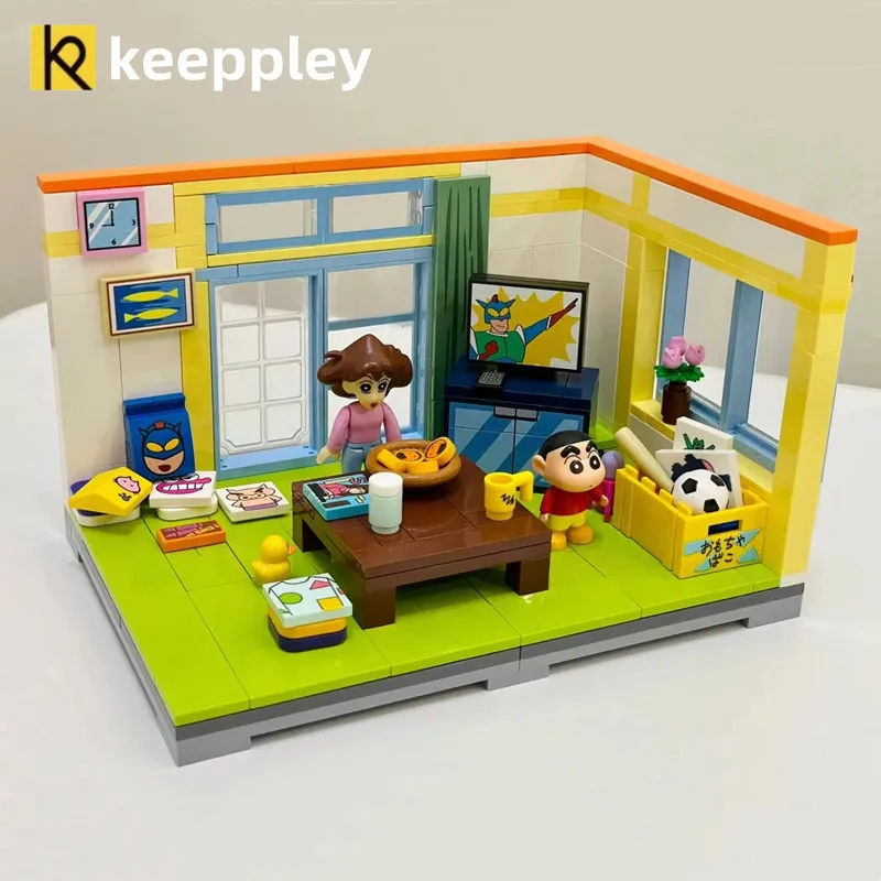 

Genuine Keeppley Crayon Shin-chan living room building blocks anime character model scene assembly children's toys boy gifts