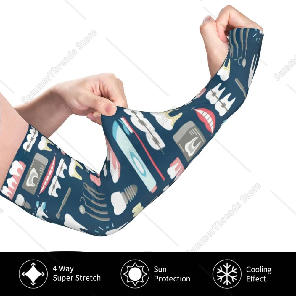 Dental Print UV Sun Protection Arm Sleeves - Tattoo Cover Up - Basketball Arm Sleeve UPF 50 Cooling for Men Women