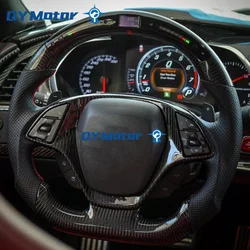 Volante de cuero perforado de fibra de carbono con pantalla Led para Chevrolet Camaro 2016-2022 SS Sport Racing Wheel