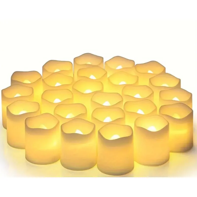 

24-Pack Flameless LED Tea Lights, Battery-Powered, Polished PP, Warm White, Safe for Home, Christmas, Halloween, Easter, Ramadan