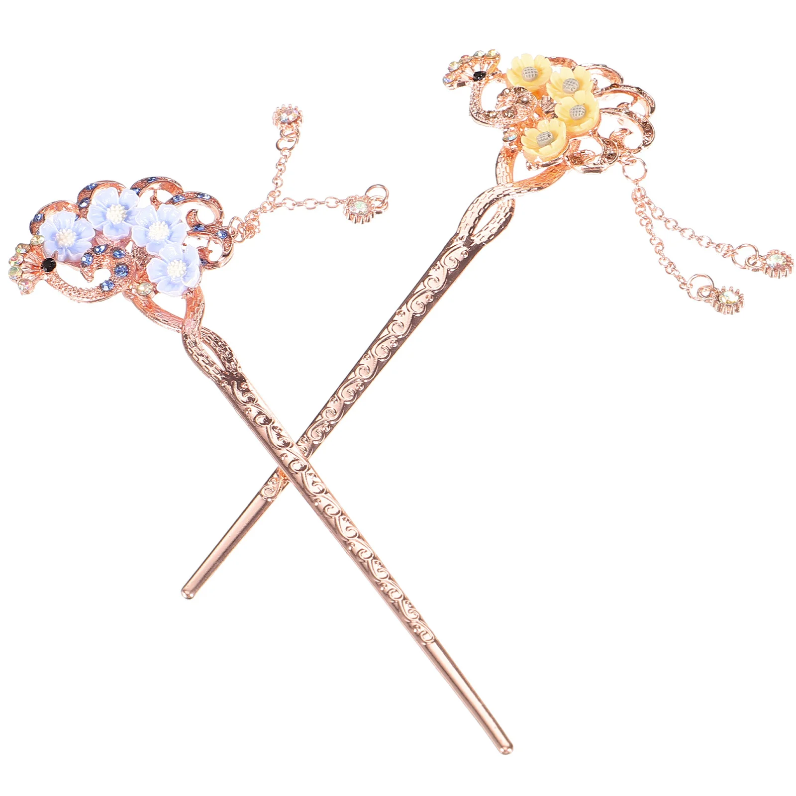 

2Pcs Chinese Metal Hair Sticks Tassels Decorative Accessories for Women Bun Hairstyles Hair Stick Hanfu Headdress