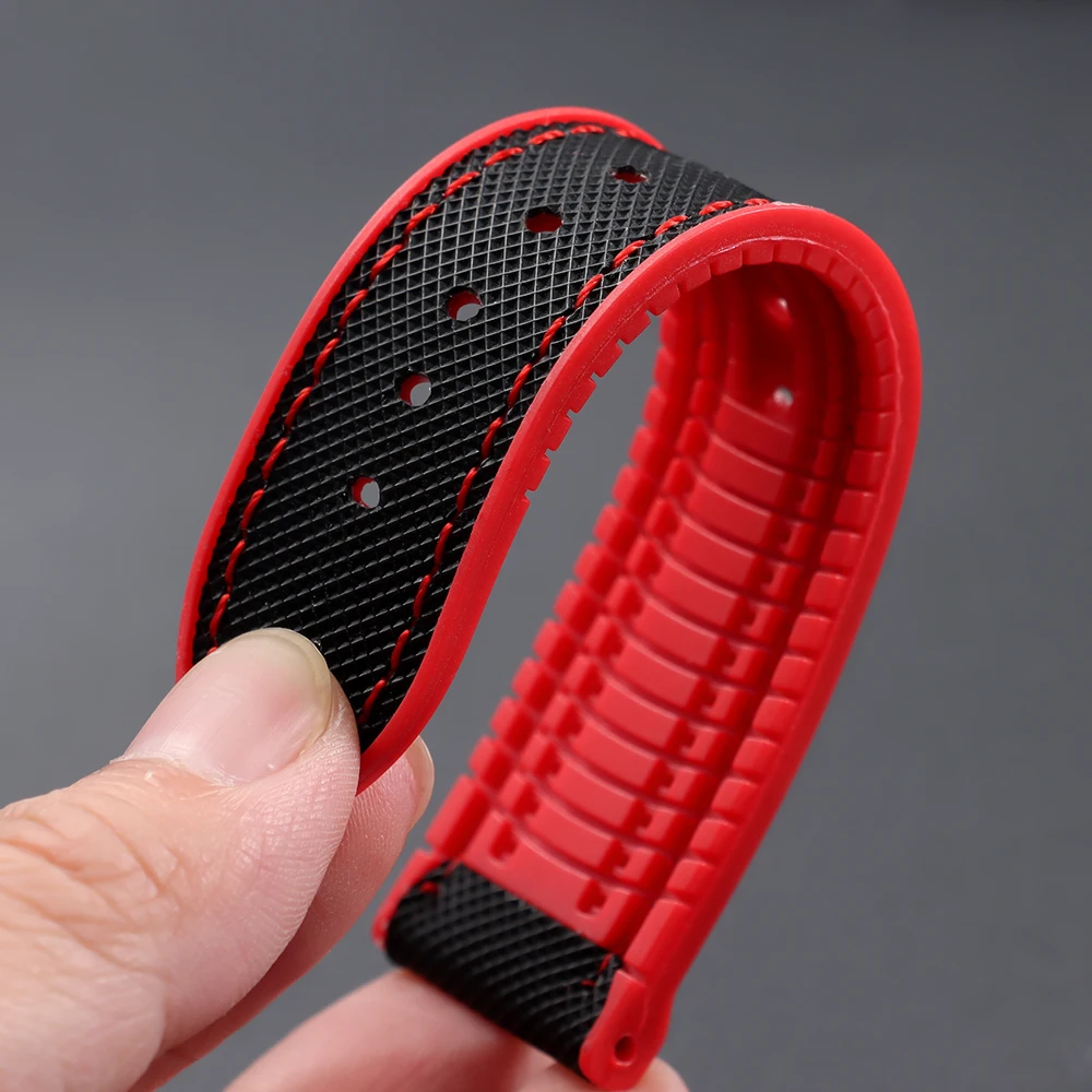 Nylon-Segeltuch-Gummi-Hybrid-Uhrenarmband 18/19/20/21/22/24mm für IWC, Tudor, Seiko, Omega mit Schmetterlingsverschluss – Detail 23