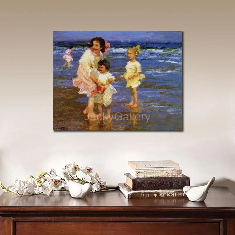 زيت انطباعي للأقدام الباردة من Seascape على القماش من إدوارد هنري بوثاست، تحفة مرسومة يدويًا لديكور المكتبة