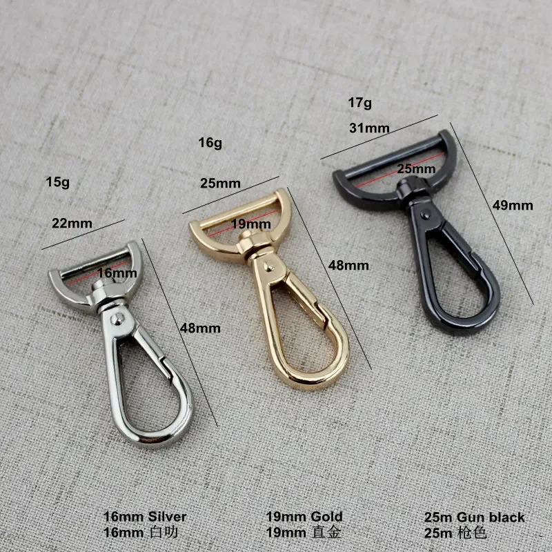30pcs 16mm 19mm 25mm High quality Metal Swivel Trigger Lobster Clasp Snap Hook for bag Chain Ring Paracord Lanyard DIY Craft