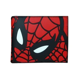 Cartera de PVC con dibujos animados de Spiderman para hombre, monedero corto con bolsillo para monedas