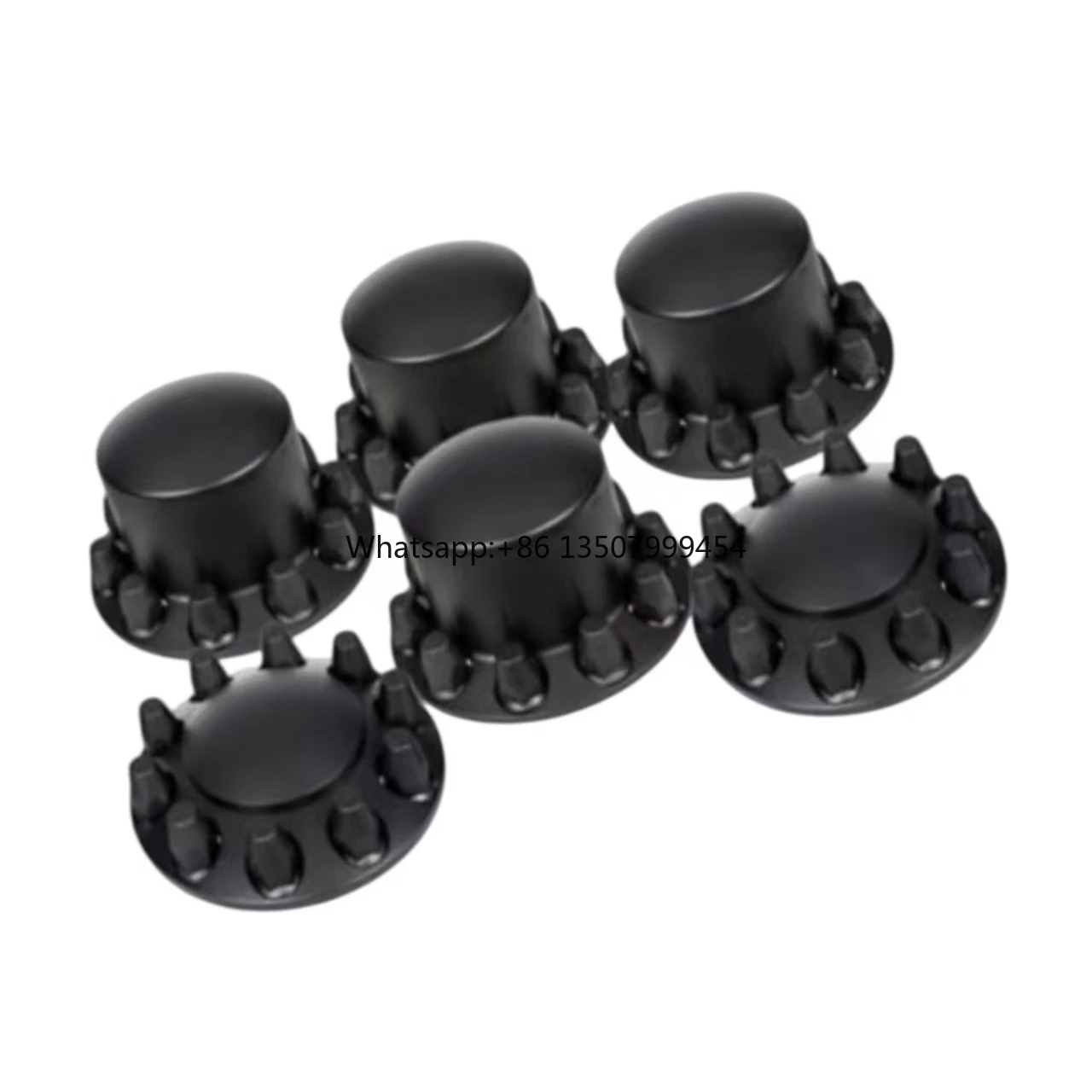 

33mm Black Complete Axle Cover Set with Hub Caps (2 Front and 4 Rear) for Semi Trucks