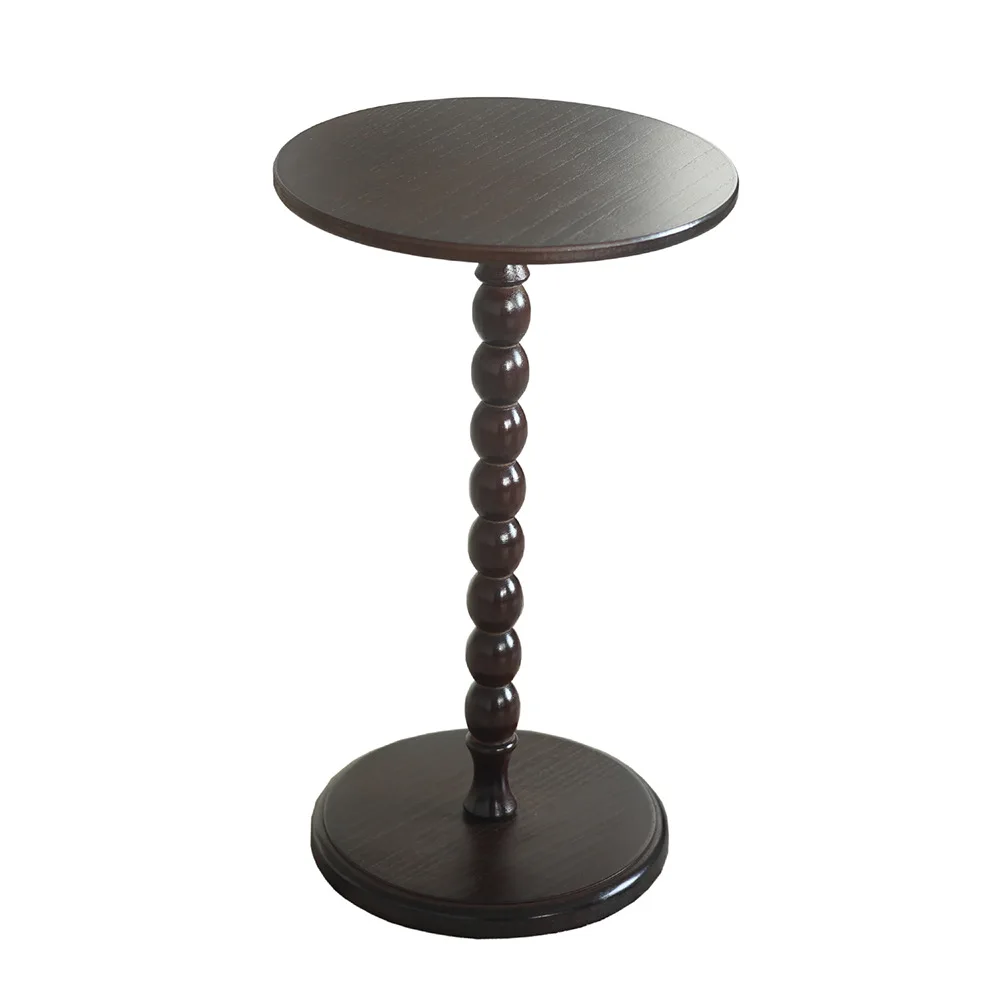 

French retro American solid wood edge living room sofa corner table balcony casual table round