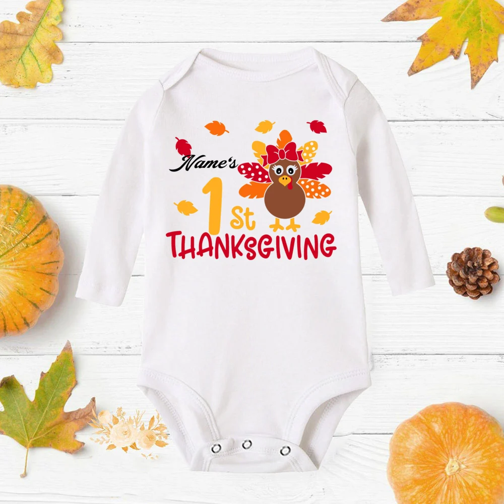 Personalized Baby Jumpsuit  Fall Custom Name Baby Jumpsuit My 1st Thanksgiving Print Toddler Infant Girs Rompers Outfits