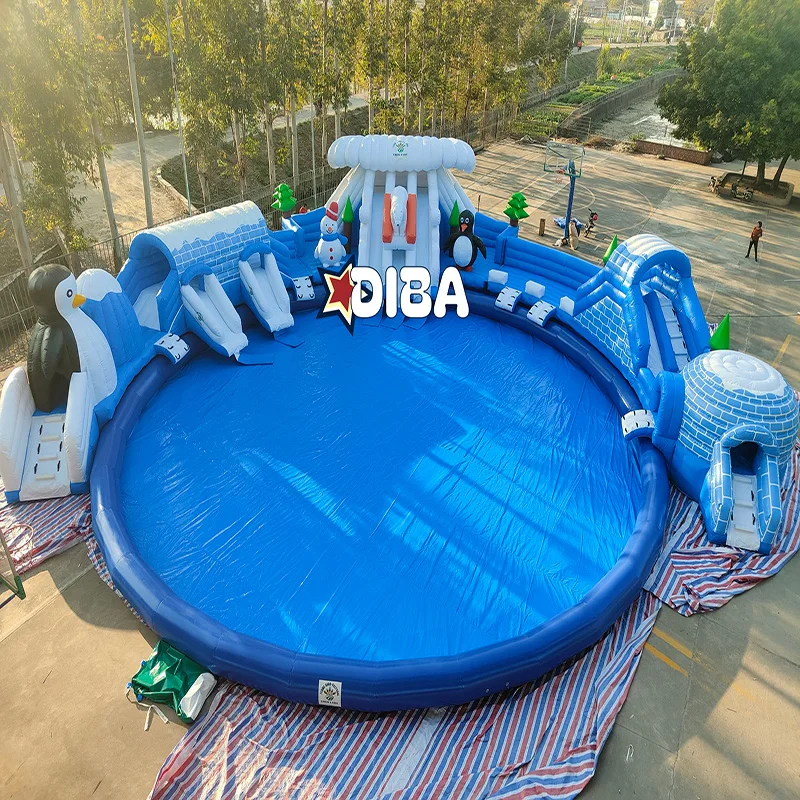 

Manufacturer Magic Large Blue Crush Running Bouncy Games Water Park Inflatable Water Slide