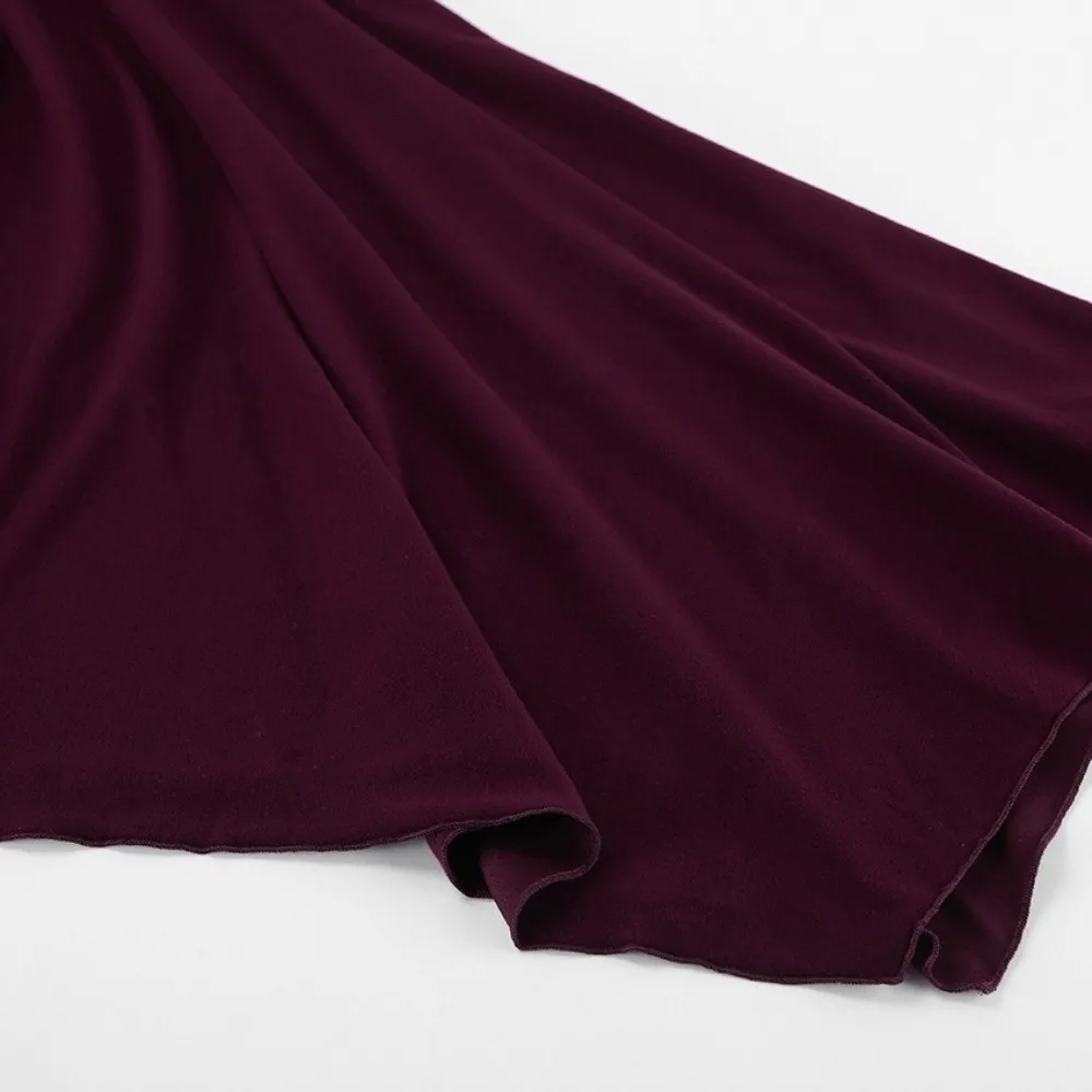 Waist Ruched Knit Maxi Skirt Soft Knit Irregular Hem High Waist Skirt Flowy Silhouette Loose Fit A-Line Skirt Party Gathering