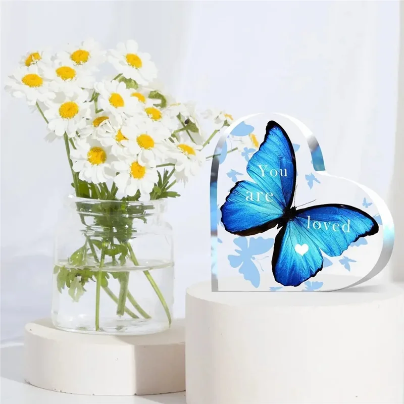 【Flash-Deal!】3PCS Acrylic Butterfly Heart Shaped Women's Gift Desktop Decoration Carving Souvenir Table Decoration Thankful Gift