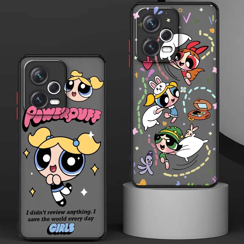 

Cute T-The P-Powerpuff Girls For Xiaomi Redmi Note 14 13R 13 12 12S 11 12T 11S 11T 10 Pro Plus Frosted Translucent Phone Case