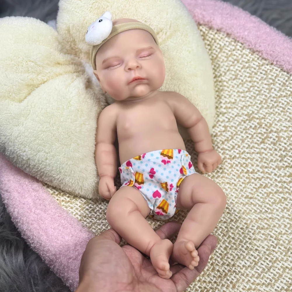 

Mini 13 Inch Full Silicone Reborn Baby Doll Chubby Peaches Doll Girl Lifelike Solid Silicone Washable Doll Christmas Gift Toy