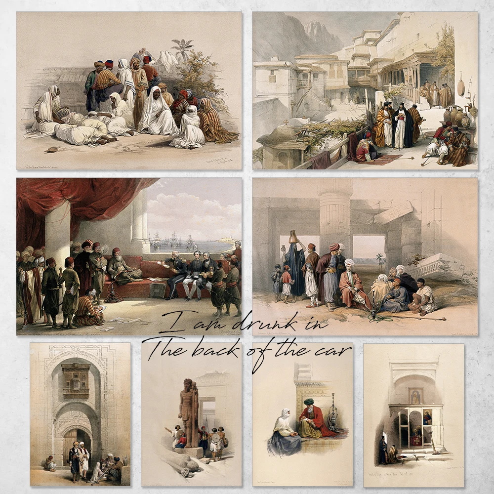 Coloured Lithographs of Egypt By Louis Haghe Character Poster Canvas Printing 19th Century Egypt Wall Art Prints Vintage Decor