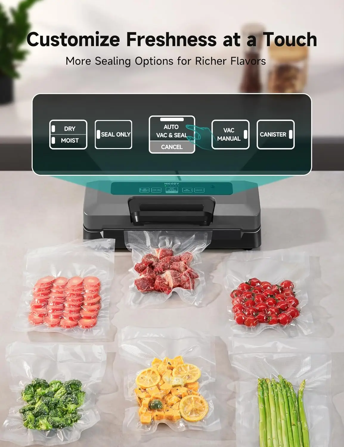 Vacuum Sealer, Vacuum Sealer Machine for Food, Food Sealer, 85Kpa(25.1 Hg) Full Automatic Handle Locked Design, Build-in Cutter