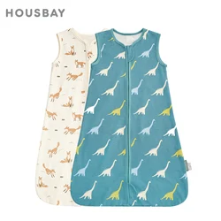 Baby Sleeping Bag 3-24Months Summer Thin Sleep Sack Sleeveless Cartoon Animal Print Kids Sleepwear Anti-Kick Blanket 100% Cotton