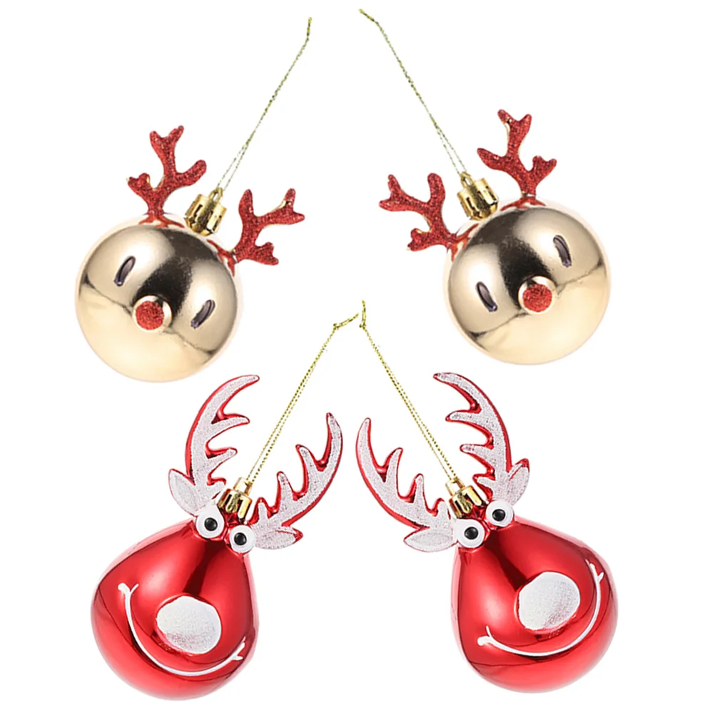 

4 Pcs Christmas Tree Ornaments Delicate Small Decorations Props Traditional Holiday Party Plastic for