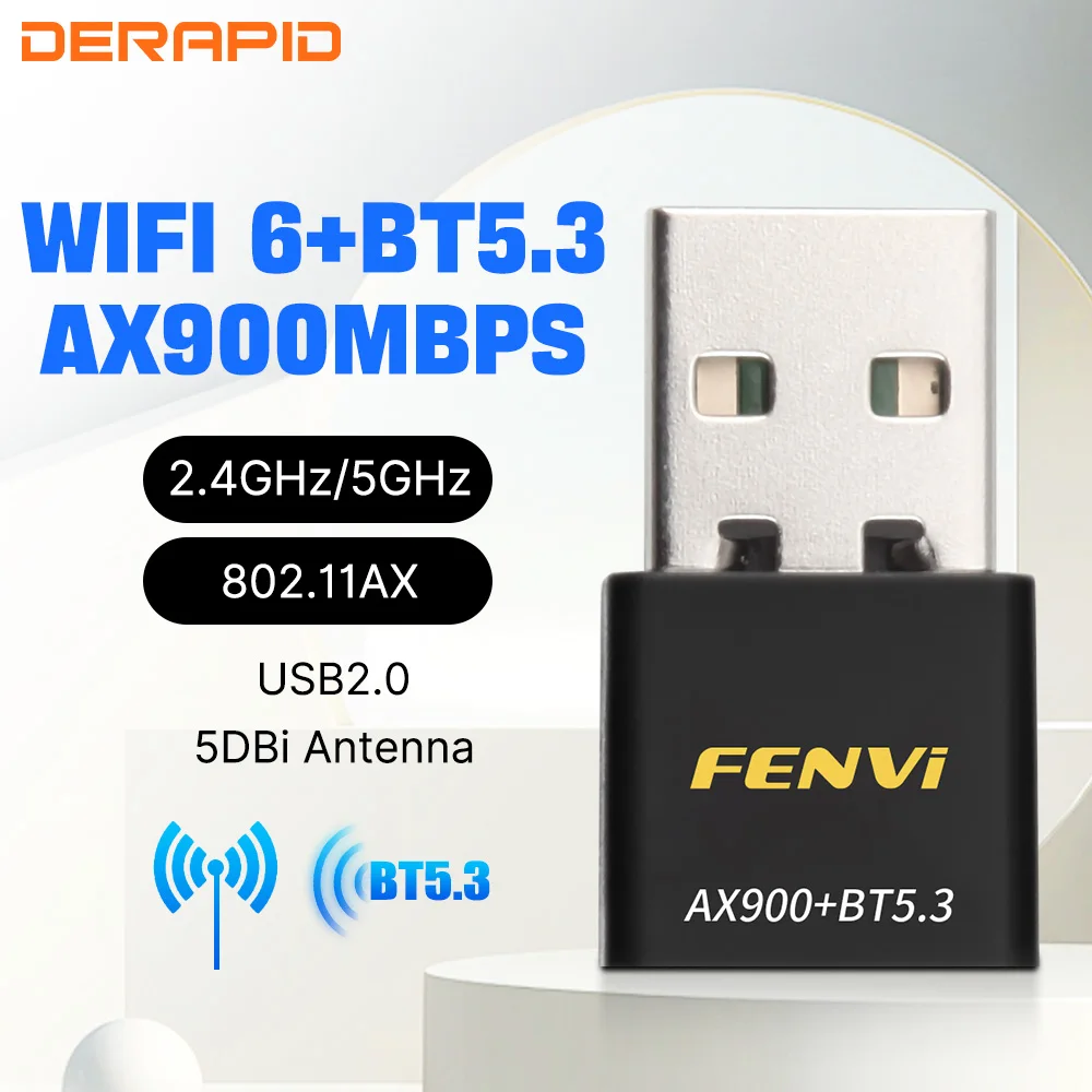 AX900 USB WiFi 6 Bluetooth 5.3 Adapter 2in1 Dongle 2.4G&5GHz USB WiFi Network Wireless Wlan Receiver Driver Free For Win10/11