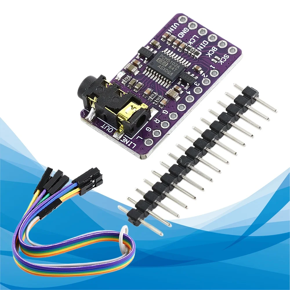 PCM5102A DAC Decoder Board I2S IIS Digital‑to‑Analog Converter Stereo Audio Module PHAT Format for Raspberry Pi 3.5mm Audio Jack
