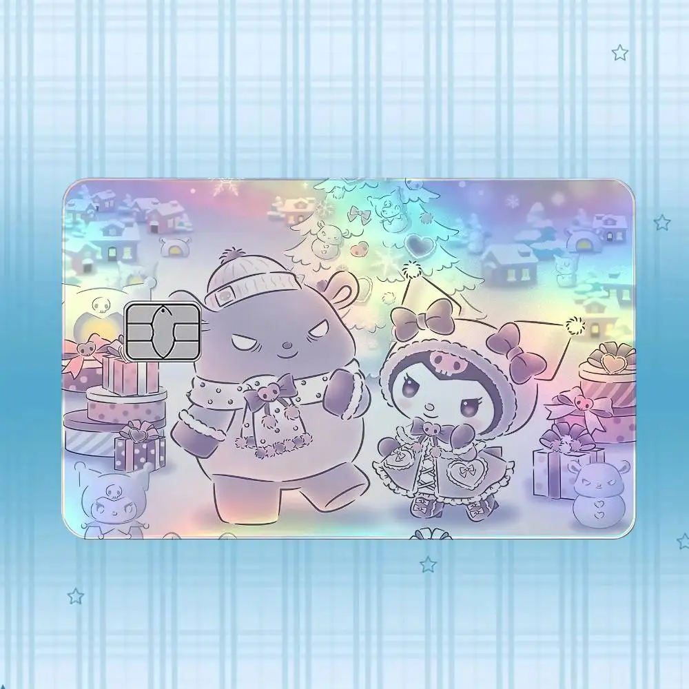 K-Kuromi Laser-Hologramm-Karten-Skin-Aufkleber für Kredit- und Debitkarten – 4 Stück/Set, wasserfester, kratzfester Schutz – Detail 4