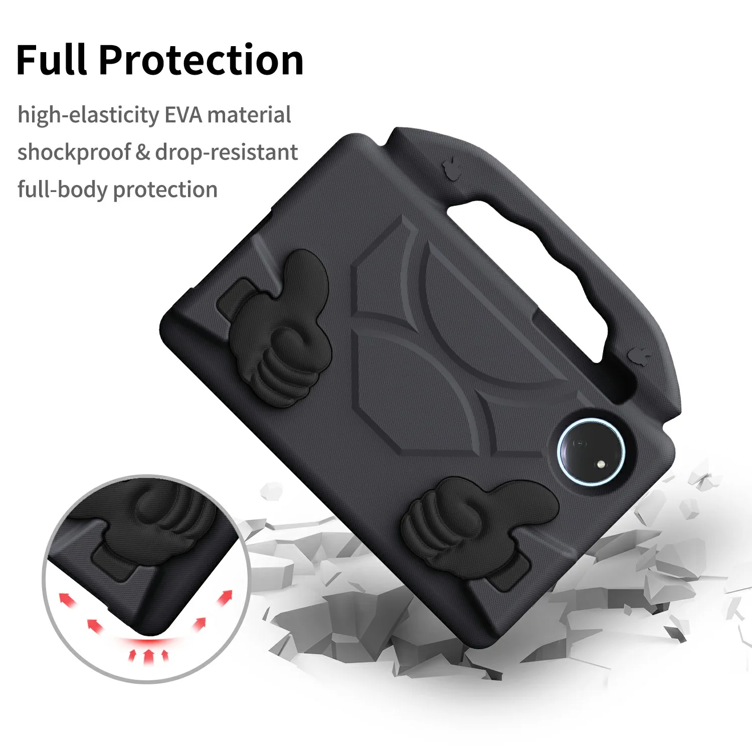 For Xiaomi Redmi Pad SE 4G 8.7 inch Case Ultra-Soft EVA Thumb Kickstand Tablet Cover - Black