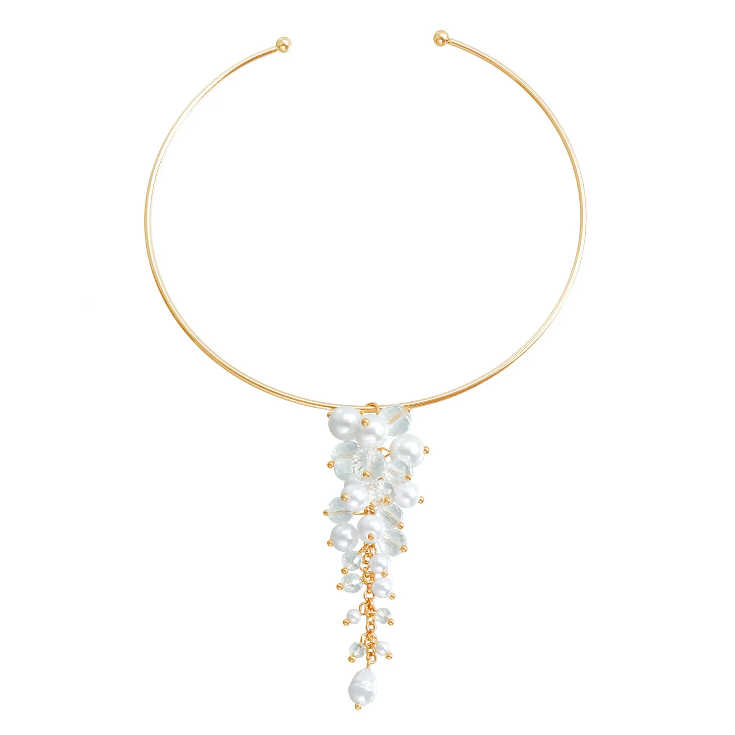 New Fashion Trend Accessories Vintage Baroque Court Style Imitation Pearl Crystal Collar Fashion Personality Choker Necklace