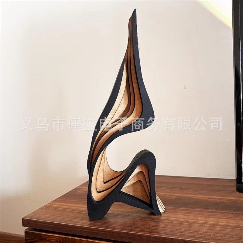 

Abstract Wooden Statue Minimalist Streamlined Ornament For Bookshelf Desktop Tabletop Home Decor Gift For Office Desk Birthday
