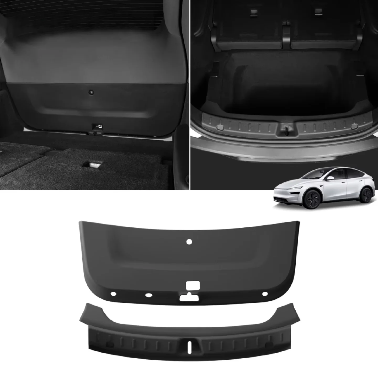 for Tesla Model YL 2025 2026 6Seater Trunk Tailgate Mat & Rear Bumper Guard Strip TPE Car Interior Accessoreis Black