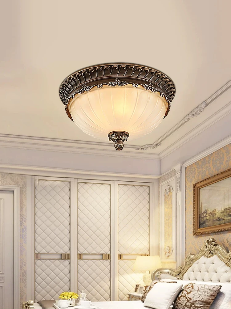 Vintage Coffee Resin Surface Mount Ceiling Lamp Vertical Striped Glass Shade Bedroom Living Room Hallway Kitchen Bathroom Indoor
