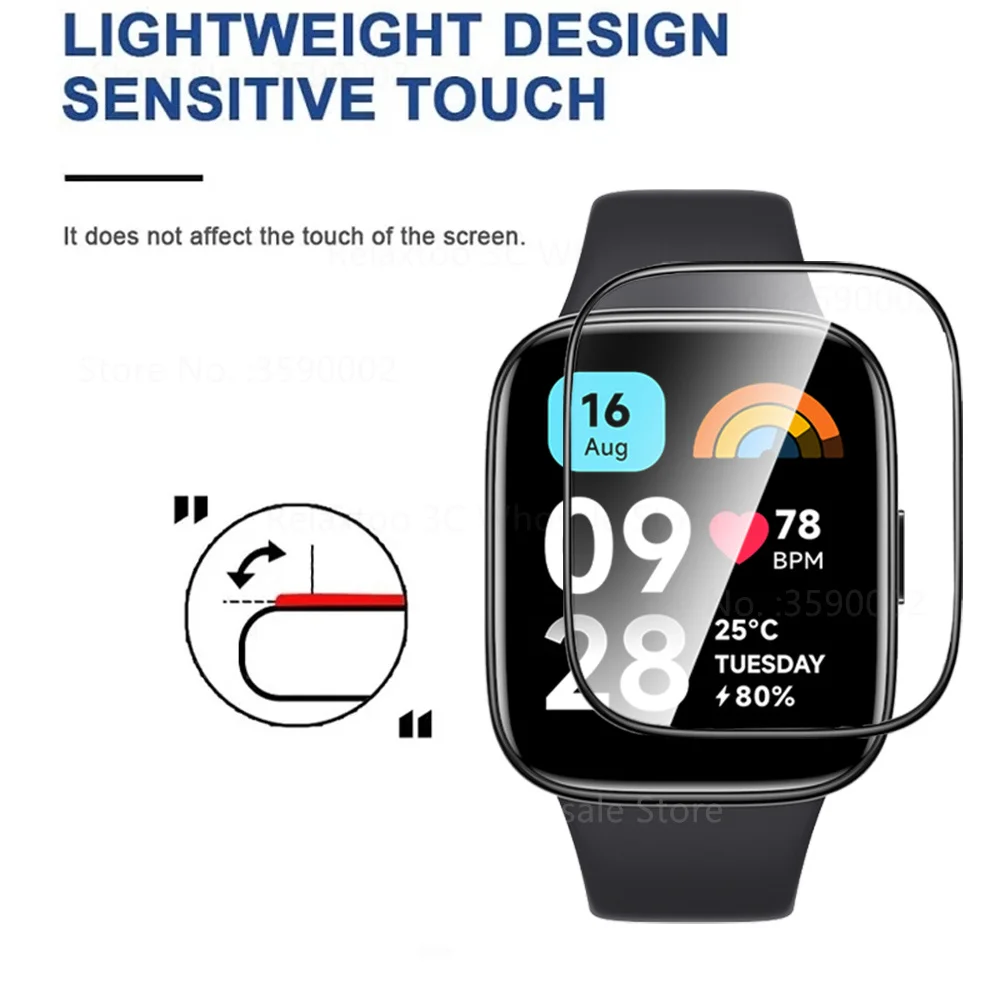 Protector de pantalla activo para Xiaomi Redmi Watch 3, cristal Protector para Redmi Watch 3 Active, accesorios de película de cubierta completa de 1,83 ", 3 uds.