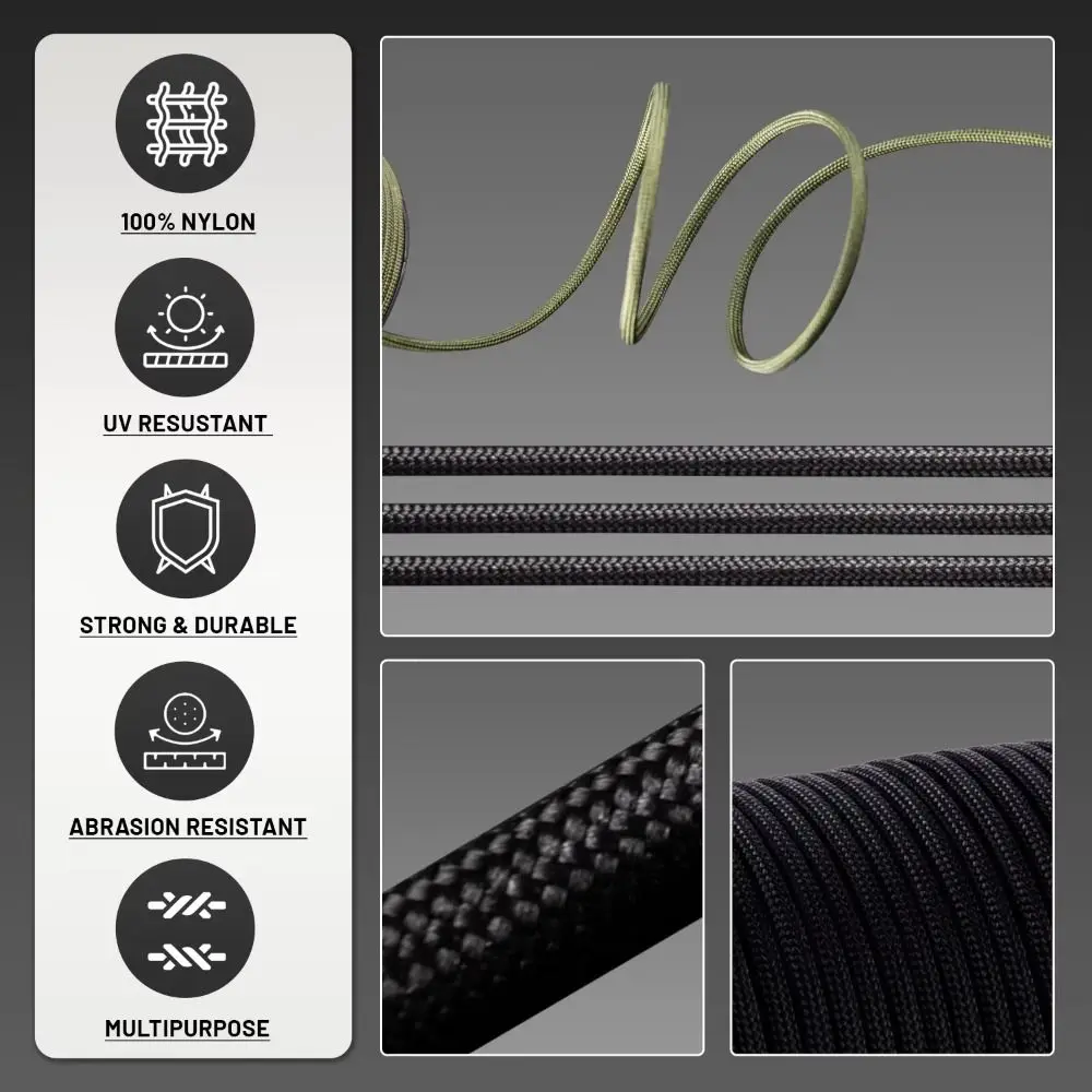 100M Length Rescue Paracord 9-Core Structure 550 Type Survival Paracord Polyester Material 4mm Diameter Camping Paracord