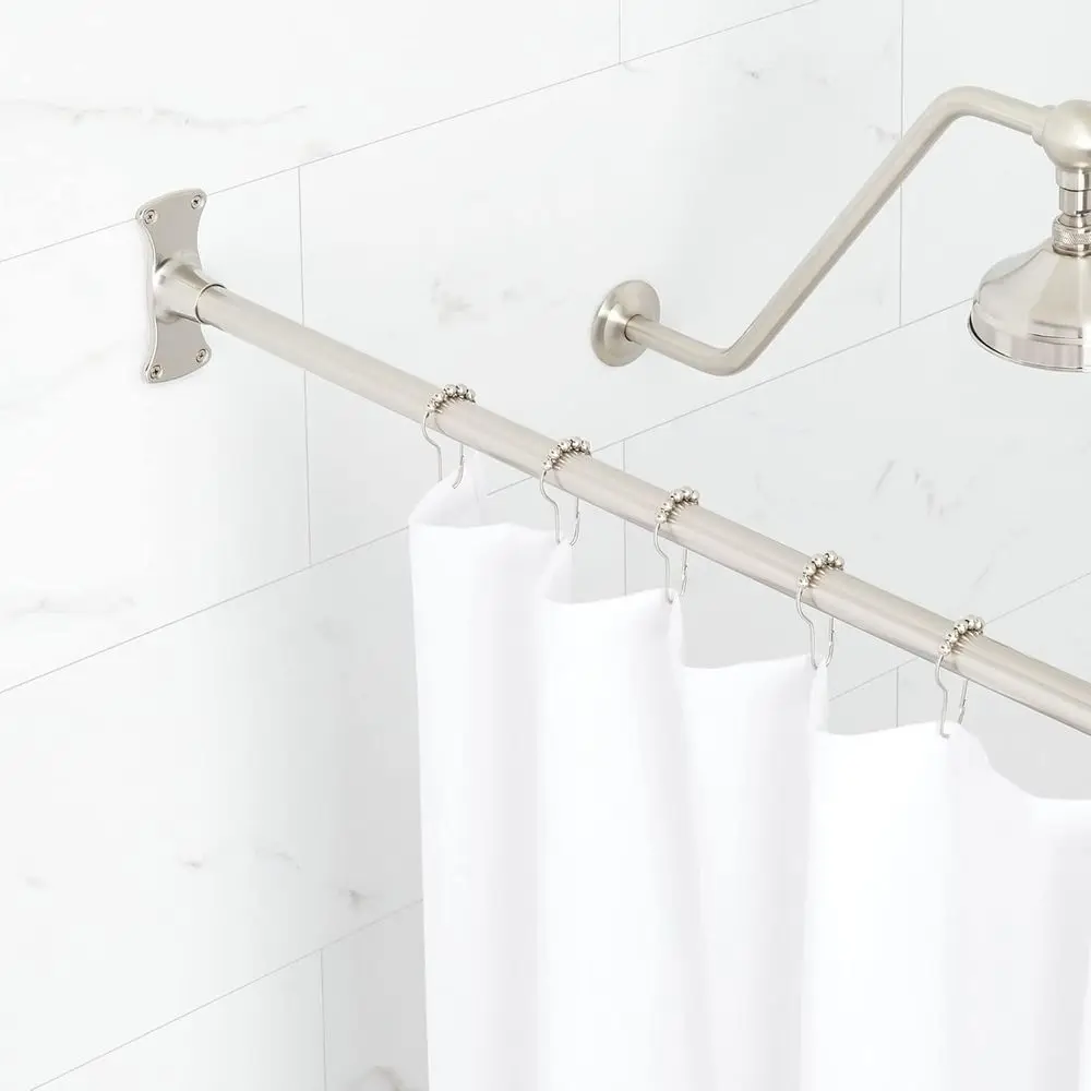 

902840-60 60" Straight Brass Shower Rod - Brushed Nickel