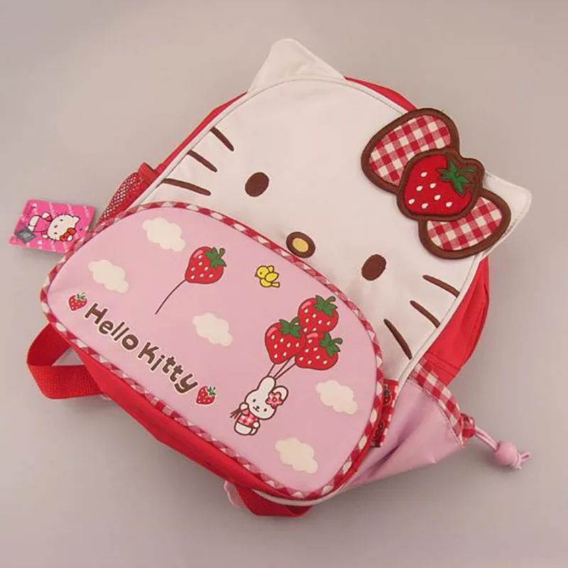 Hello Kitty cartoon print kindergarten school bag cute strawberry bow backpack thickened Oxford girl backpack