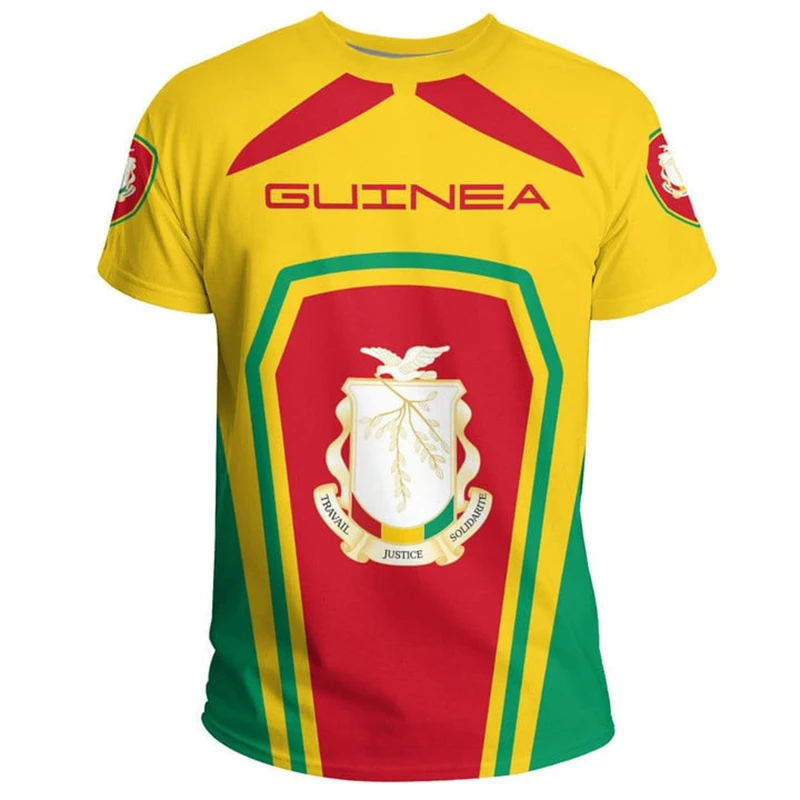 

The Republic-of Guinea Ethnic Emblem 3D Printed T Shirt Guinea Map Flag Graphic Short Sleeves Vintage Tee Shirts Mens Clothing