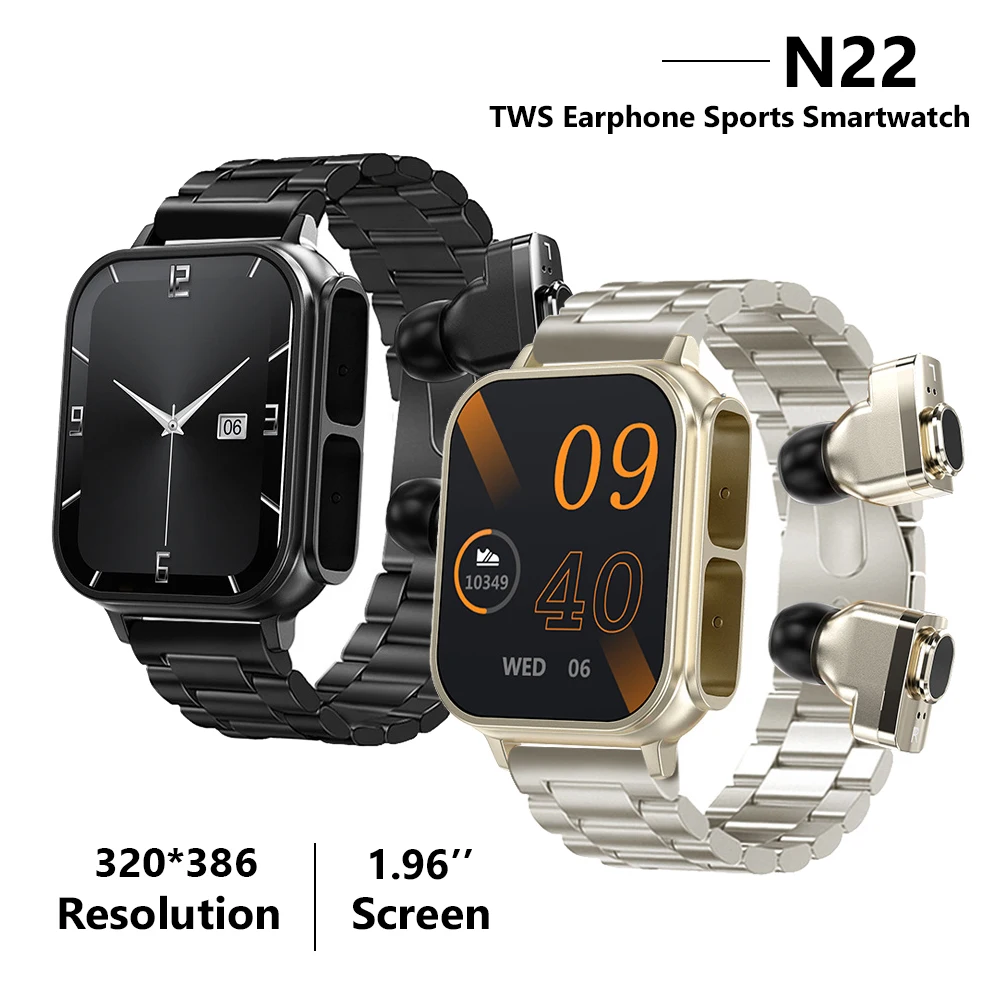 

2024 New 2 In 1 Wireless Blue Tooth ENC Noise Cancelling TWS Earphones Smart Watch 1.96" Sports Heart Rate NFC Ultra Smartwatch