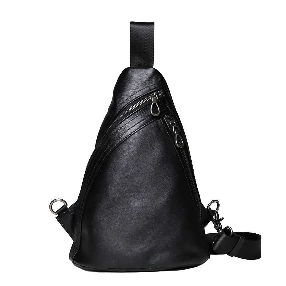 

Genuine Leather Men's Casual Chest Bag, Top Grain Leather Crossbody Sling Bag, Fashionable Unisex Front Chest Pack for Everyday
